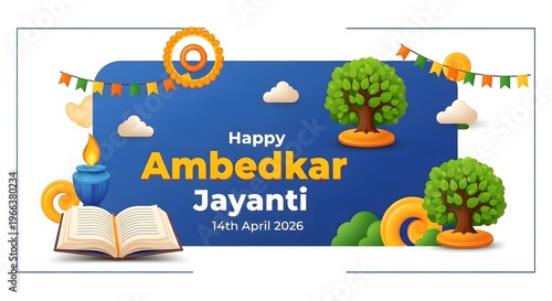 Happy ambedkar jayanti 14th april 2026 greeting card illustration