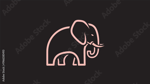 Pink elephant outline illustration