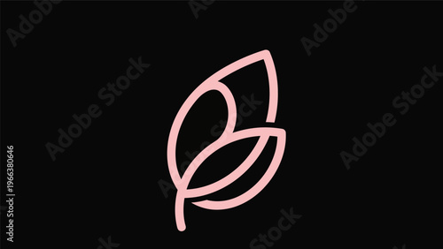 Pink leaf symbol on black background