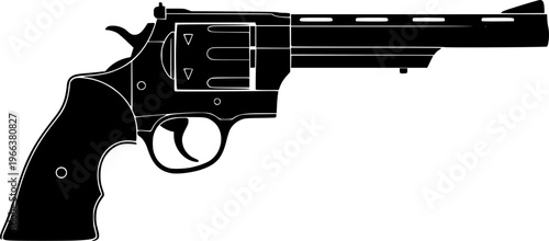 Revolver Pistol Silhouette Vector Black and White
