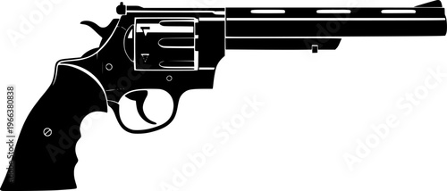Revolver Pistol Silhouette Vector Black and White
