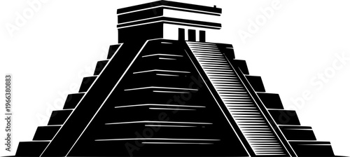 A Mayan Pyramid Like Chichen Itza Clean Vector Silhouette
