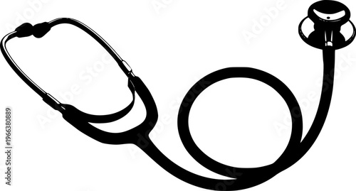Antique Stethoscope Silhouette Vector Illustration
