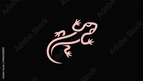 Pink lizard graphic on black background