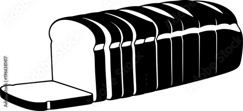 A Loaf of Sliced Bread Detailed Clean Silhouette
