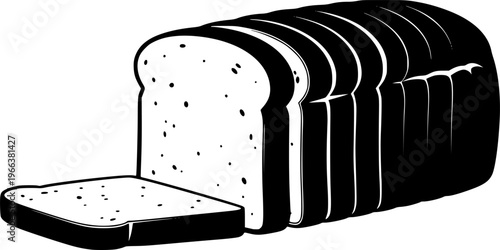 A Loaf of Sliced Bread Detailed Clean Silhouette
