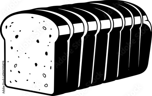 A Loaf of Sliced Bread Detailed Clean Silhouette
