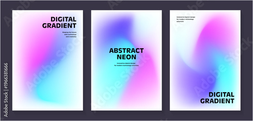Futuristic digital gradient background with flowing curves and neon blur colors abstract design for UI UX and modern technology use