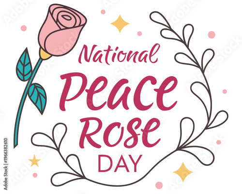 Quadro em tela Romantic & Symbolic Rose Vector Graphic, National Peace Rose Day Floral Illustra