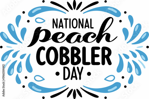 Peach Cobbler Dessert Vector Art, National Peach Cobbler Day Isolated on White