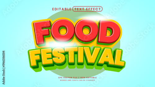 Food festival 3d editable text effect promotion template