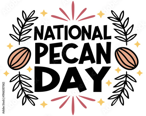 National Pecan Day Vector Illustration, Delicious Nut Celebration Design