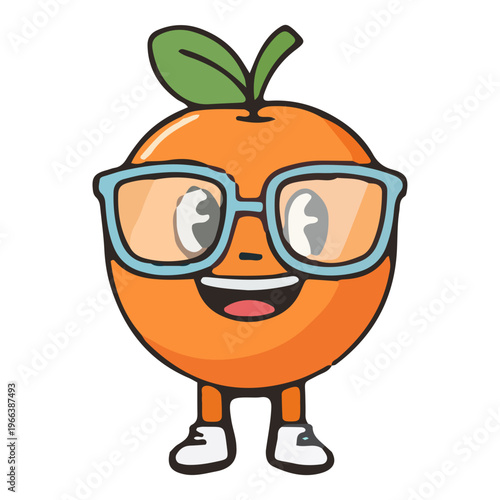 Funny Orange Mascot with Glasses