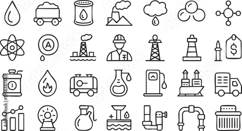 Professional Energy Industry Icons for Oil Gas and Electricity Concepts