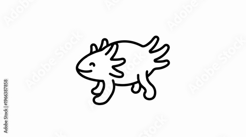 Axolotl cartoon animal drawing.