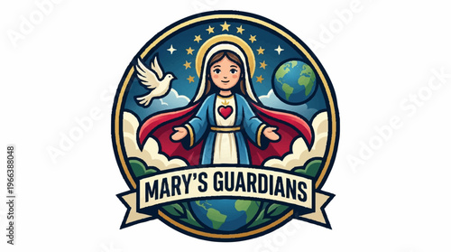 Virgin Mary Religious Symbol Logo.