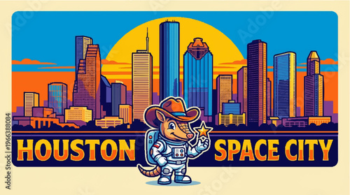 Cartoon Armadillo in Space Suit.