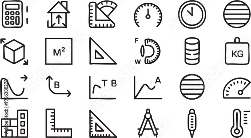 Engineering Measurement Line Icons for Precision and Technical Concepts