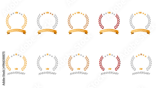 アニバーサリー・受賞・No1訴求の月桂樹フレームセット｜CTA・マーケティング用バッジ・ベクター：anniversary icon 21