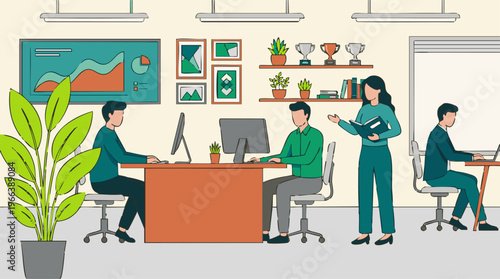 Business people working together in a modern office environment