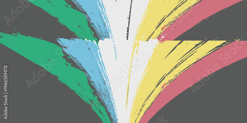 Abstract Colorful Brush Stroke Background with Diagonal Grunge Lines on Dark Grey. Vector Illustration of Vibrant Paint Texture for Modern Design, Banner, Poster, and Creative Wallpaper.