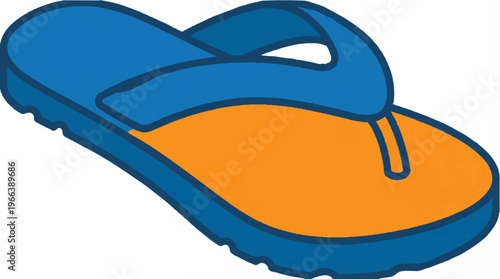 Blue and orange flip flop.
