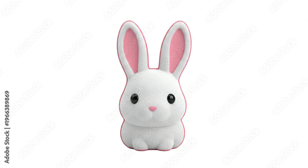 Fototapeta premium Cute White Bunny with Pink Ears and Nose