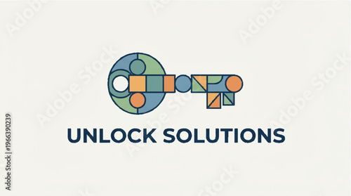 Colorful key graphic with text.