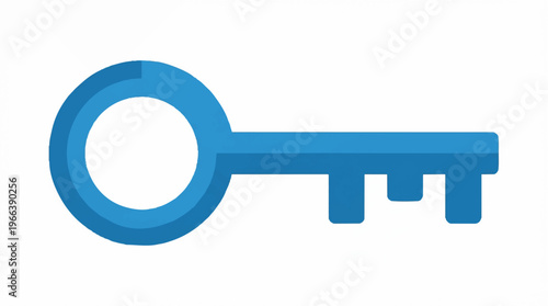 Blue metal key icon object.