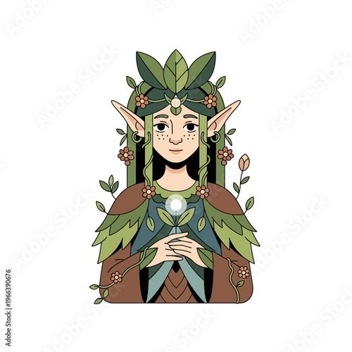 Enchanting Forest Nymph Portrait - Mystical Nature Spirit