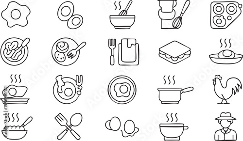 Morning Meal Icon Collection For Kitchen Cooking And Food Preparation