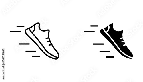 Running shoes icon set in line style. For your design on white background