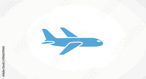 Blue Airplane Icon Simple Design Element.