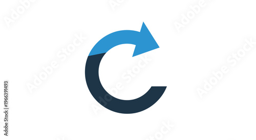 Blue Gradient Circular Arrow Icon.