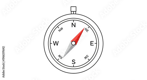 Free Download Compass with Red Needle Pointing North. - GFXLoad