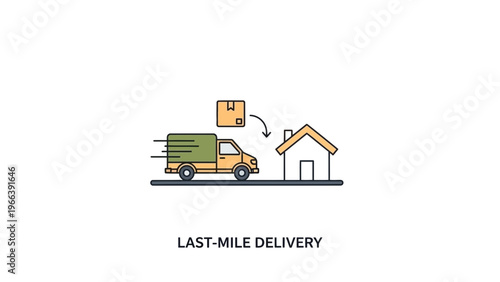 Delivery Truck Unloading Package at Home.