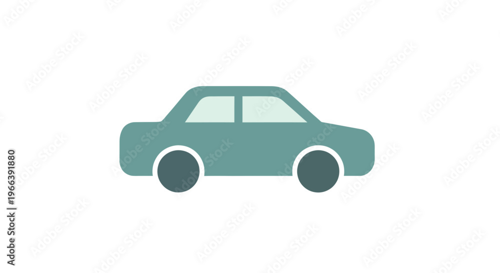Fototapeta premium Simple Green Car Illustration Side View.