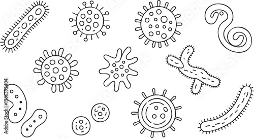 Biology And Microorganism Icons Set For Clinical And Research Projects
