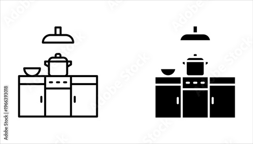 Kitchen Icon set in black color for ui designs on white background