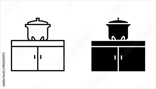 Kitchen Icon set in black color for ui designs on white background