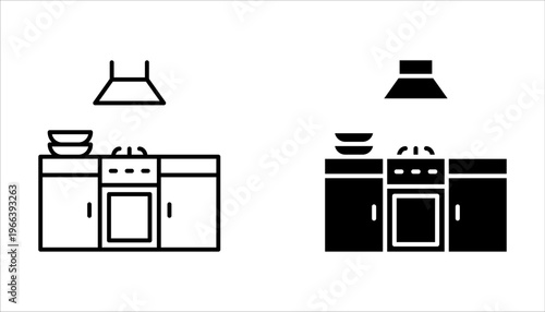 Kitchen Icon set in black color for ui designs on white background