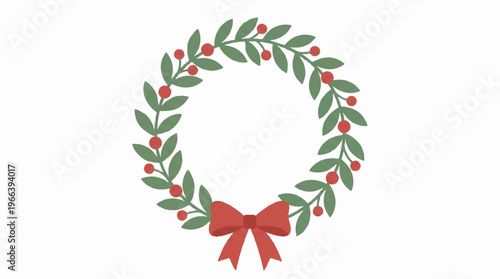 Christmas Wreath with Red Berries.