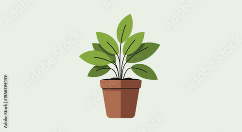 Potted Plant Icon – Green Indoor Houseplant Vector Illustration