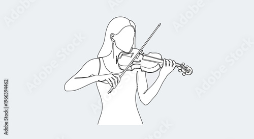 Violin Player Outline Illustration – Woman Playing Music Vector Design