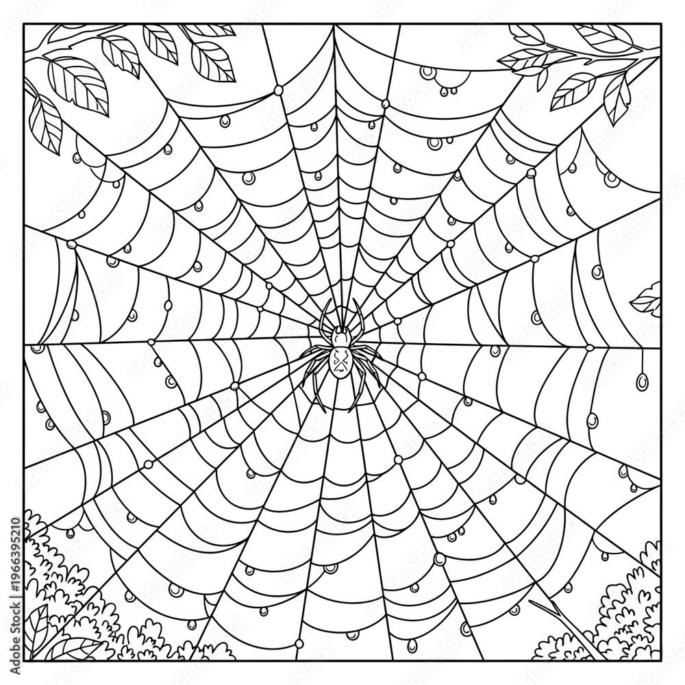 Obraz premium A spider sitting in the center of a large cobweb