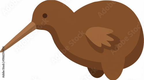 Brown Kiwi Bird Illustration.