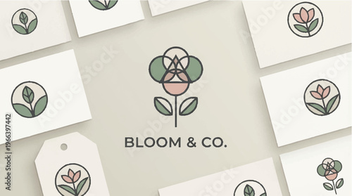 Bloom and Co Flower Logo.