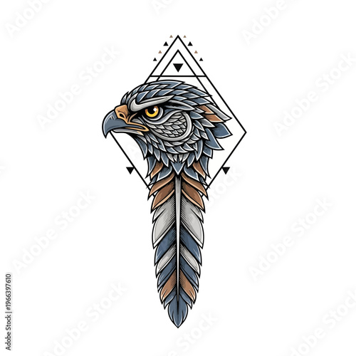 Illustration of a bird of prey head.