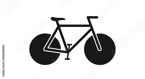 Simple Black Bicycle Illustration on White.
