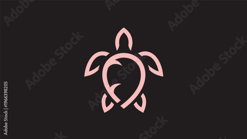 Pink turtle logo on black background